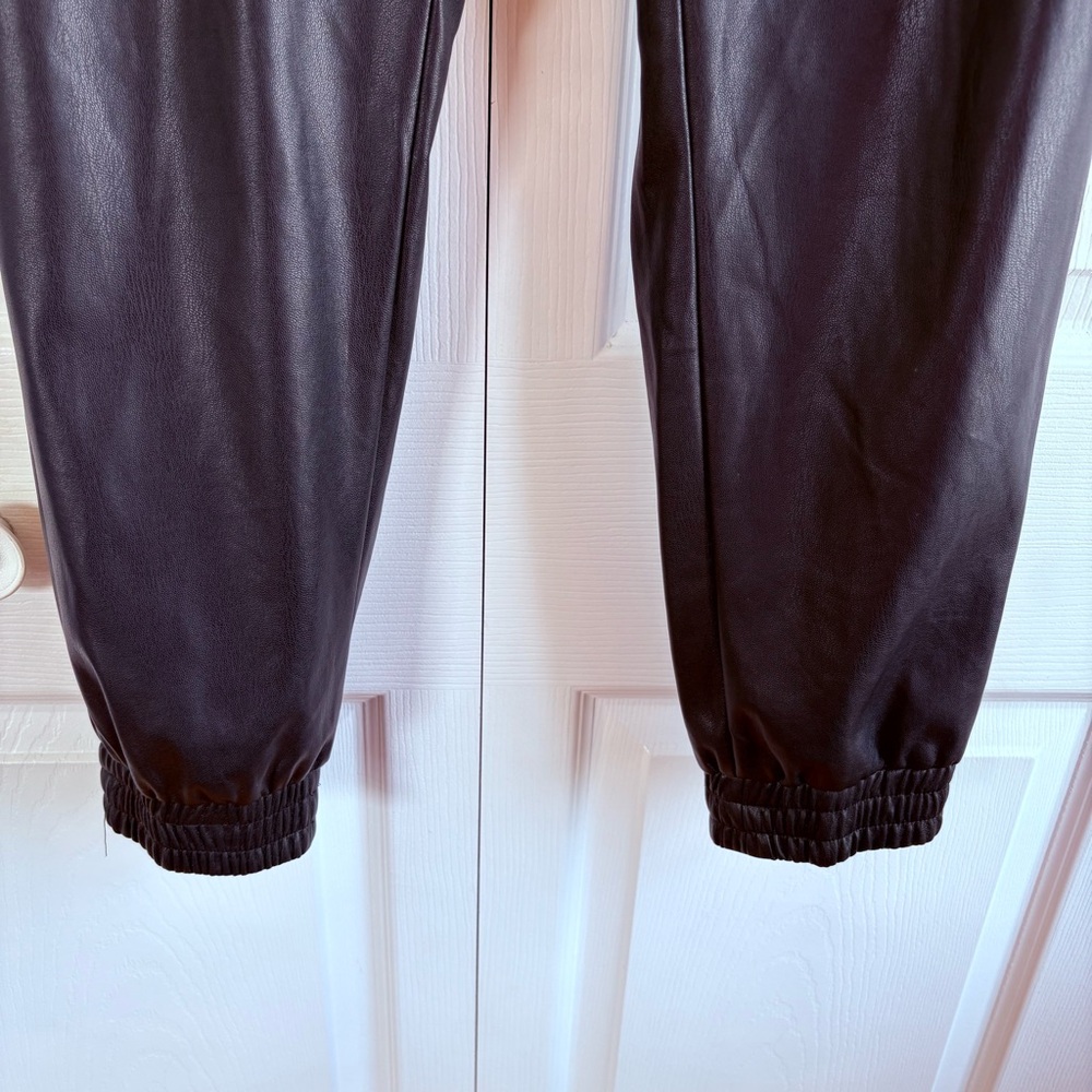 Joe’s Vegan Faux Leather High Rise Joggers Black S Smoked Pants Grunge - Picture 3 of 11